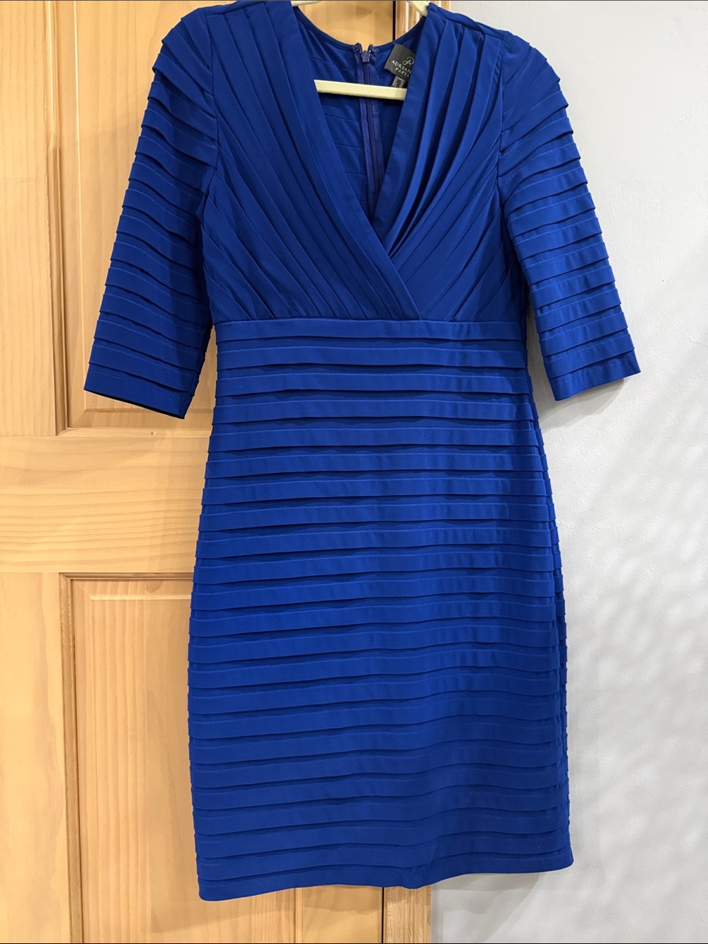Adrianna Papell Royal Blue Pleated Sheath Dress Size 12
